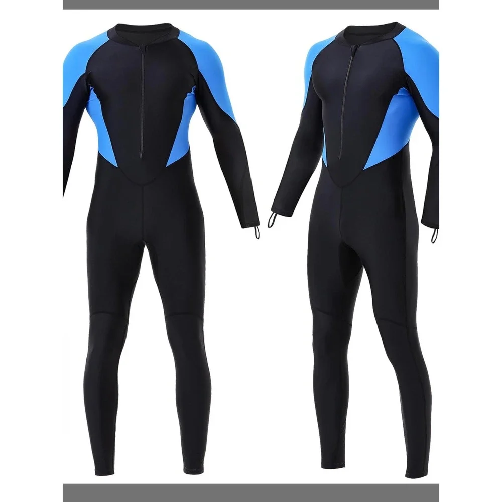 DEHAI Full Body Wetsuit Unisex Large Black Blue 1mm Front Zip Sport Excellent